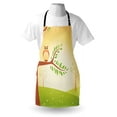thumbnail image 4 of Owl Print Apron, Cartoon of Lonely Wise Bird Tree Leaves Sunshine Print, Unisex Kitchen Bib with Adjustable Neck for Cooking Gardening, Adult Size, Pale Yellow Lime Green, by Ambesonne, 4 of 4