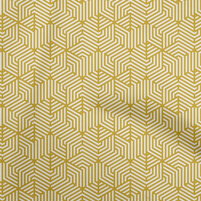 oneOone Cotton Flex Yellow Fabric Geometric Craft Projects Decor Fabric Printed By The Yard 40 Inch Wide