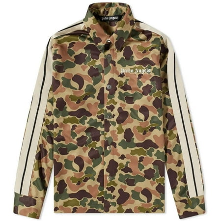 Palm Angels Men s Polyester Camouflage Track Shirt Green