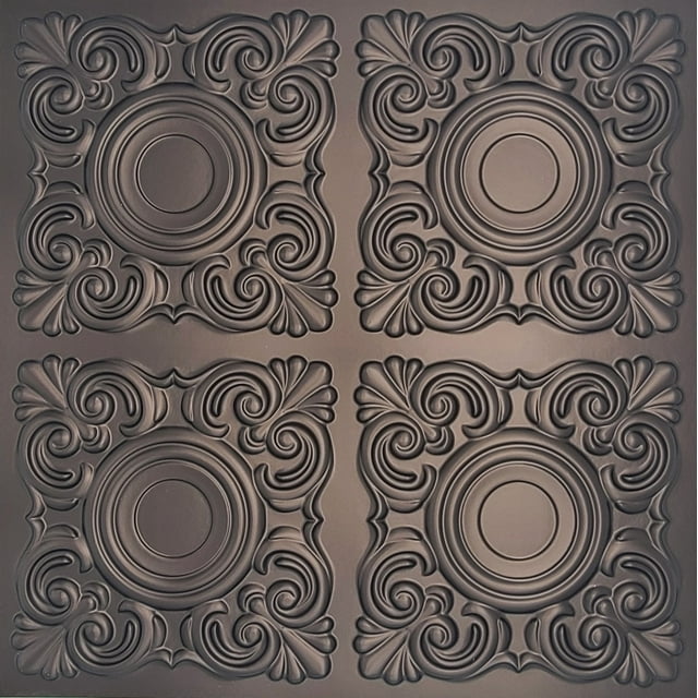 Tuile de Plafond en Faux Étain PVC à Insérer, à Coller 2'x2', Moka, Échantillon