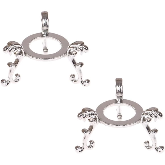 Fengtaike Support d'Affichage de Base en Boule de Cristal, Support d'Affichage d'Œuf, Support de Sphère en Pierre, Support d'Ornement de Bureau pour Sphère de Diamètre Inférieur à 3,94 Pouces/10cm, Lot de 2 (Argent)