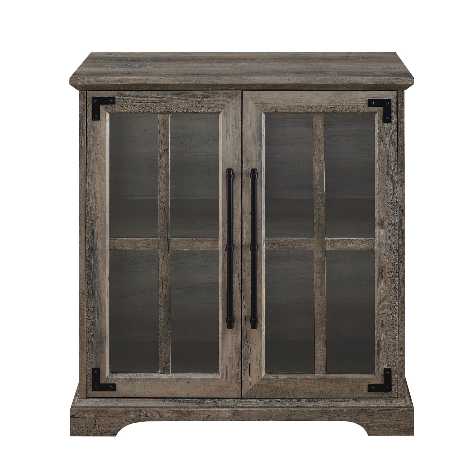 Manor Park Farmhouse Glass Door Accent Cabinet, Grey Wash