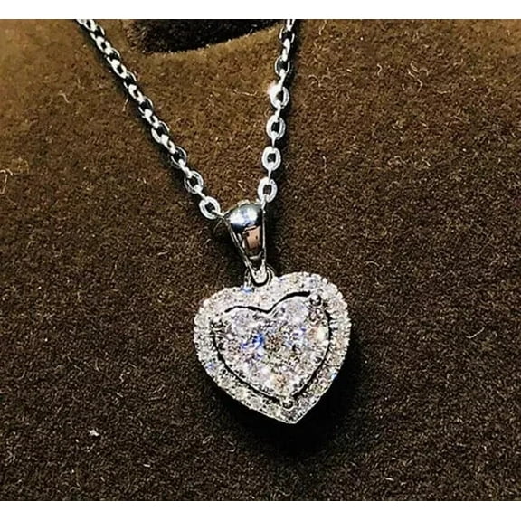 2Ct Heart Cut Lab Created Diamond Heart Style Pendant 14K White Gold Plated