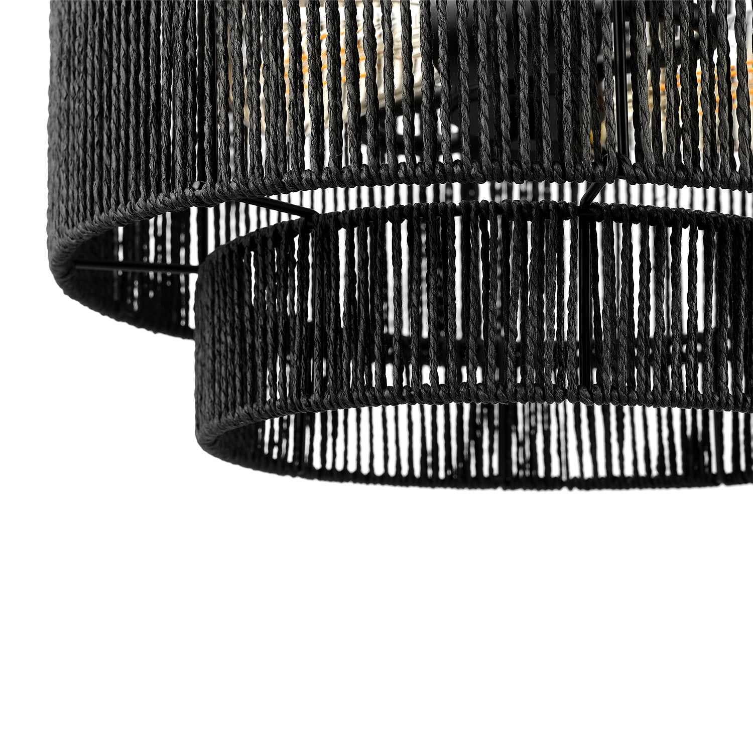 Globe Electric 2-Light Matte Black Pendant Light with Black Paper Twine Shade