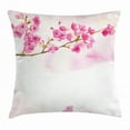 thumbnail image 1 of Cherry Blossom Throw Pillow Cushion Cover, Watercolor Art of Japanese Peaceful Blossom Gardens, Decorative Square Accent Pillow Case, 24 X 24 Inches, Hot Pink Pale Pink and Pale Coffee, by Ambesonne, 1 of 2