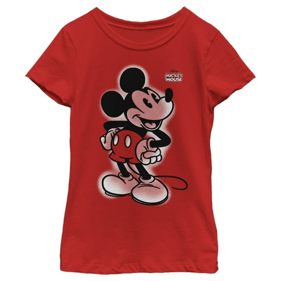 Girl's Mickey & Friends Mickey Mouse Retro Airbrushed  Graphic Tee Red Small