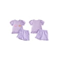 thumbnail image 2 of BemeyourBBs Toddler Baby Girl Summer Clothes Beach Holiday Starfish Outfit Conch Seashell Embroidered Short Sleeve T Shirt Tops and Plaid Shorts 2 Pcs Set, 2 of 9