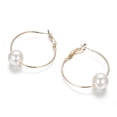 thumbnail image 5 of Women Big Pearl Earrings Chic Ear Decor Wild Temperament Style Elegant Jewelry Birthday Holiday Occasion Hypoallergenic Design, 5 of 5