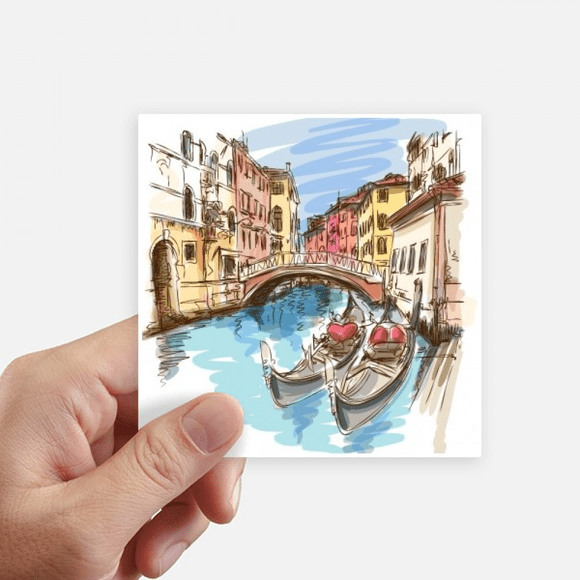 Italy Venice Landscape Watercolour Painting Sticker Square Waterproof Stickers Wallpaper Car Decal