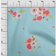 thumbnail image 1 of oneOone Organic Cotton Poplin Twill Fabric Leaves & Peach Floral Watercolor Printed Craft Fabric BTY 42 Inch Wide, 1 of 4
