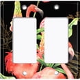thumbnail image 6 of Metal Light Switch Plate Outlet Cover Tropical Pink Flamingo Flowers Black FGO004, 6 of 13