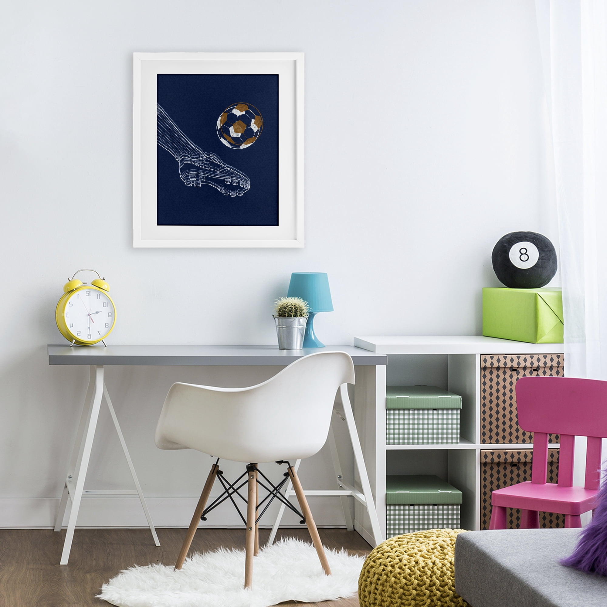 Stupell Industries Soccer Lines Contour White Framed Print Under Glass, design by Marcus Prime