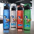 thumbnail image 3 of Vaso de agua portátil para deportes de viaje, para acampar al aire libre, resistente a fugas, de plástico, de Sonic the Hedgehog, rojo, verde, azul y negro, 560 ml, 3 of 5