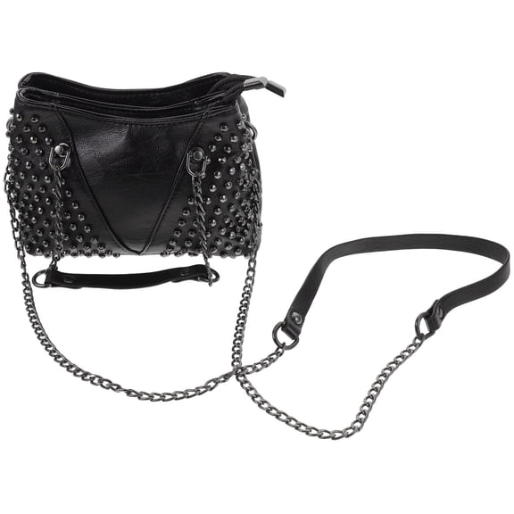 IMIKEYA 1Pc Comfortable Black PU Woman Shoulder Bag Rivet Chain Messenger for Shopping