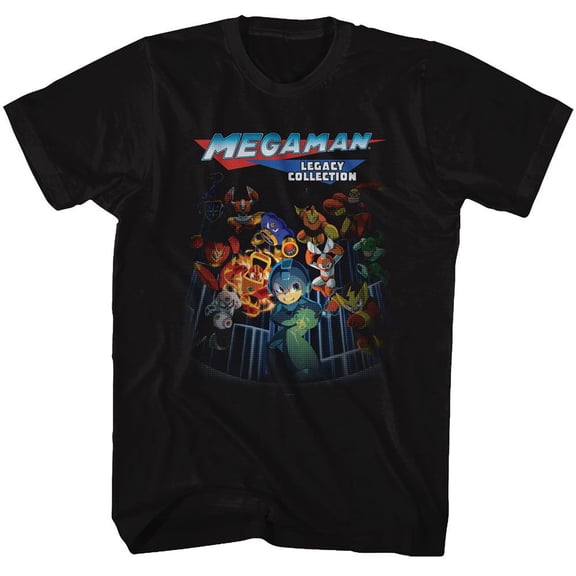Mega Man Legacy Collection Black Adult T-Shirt 4Xlt