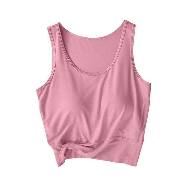 Tnhcen Haut de Soutien-Gorge Sans Coutures à Manches Courtes à Col Rond Uni pour Femmes - Ensemble de Nuit en Modal avec Soutien-Gorge Intégré pour Femmes M-3TG Tenue d'Intérieur d'Été Confortable