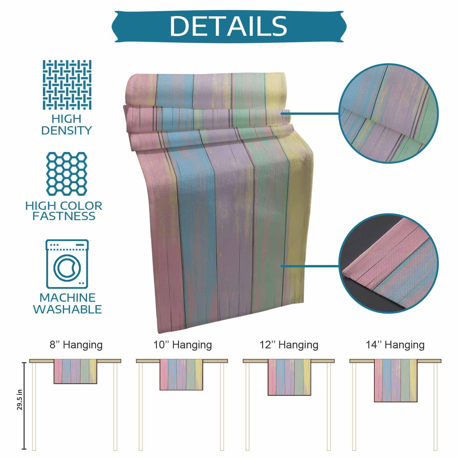Easter Table Runner 90 Inches Long Farmhouse Dress Scarves, Farmhouse Ombre Colorful Wooden Grain Retro Dining Tablerunner for Coffee Table/Kitchen Island/Party Décor, 13" x 90"