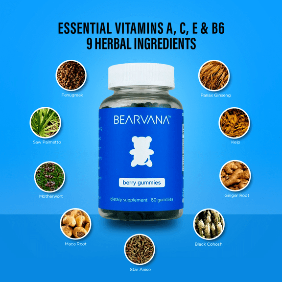 BEARVANA Gummies for Women, 60 Gummies, Berry Flavor