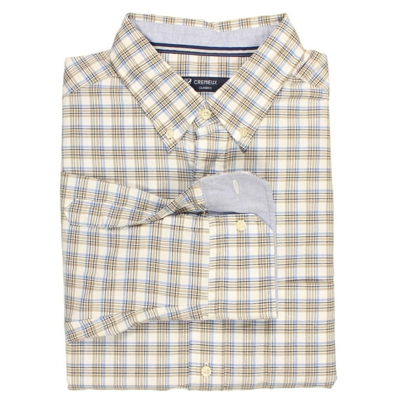 Cremieux Men's Big & Tall Full-Fit Easy-Care Long Sleeve Oxford Shirt with Pocket (Khaki 162, XX-Large Tall, 2XT)