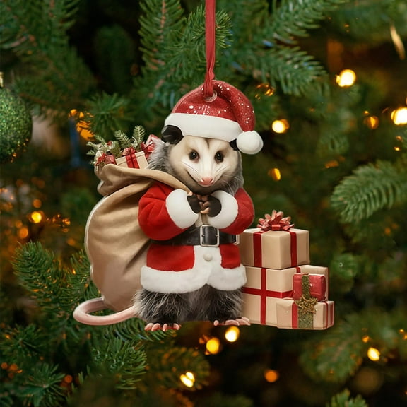 Opossum Christmas Ornament, Handmade Upside-Down Opossum Ornament for Christmas Tree, Nature-Themed Animals Possum Ornaments Hanging Decor, Opossum Gifts for Women Men (E)