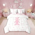 thumbnail image 1 of Erosebridal Ensemble de Lit Nœud Rose pour Filles Taille Complète, Initiale I Lettre, Décor Mignon, Réversible 7 Pcs, 1 of 5