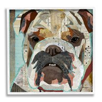 Stupell Industries Bulldog Pet Portrait Text Collage Graphic Art White Framed Art Print Wall Art, Design by Traci Anderson