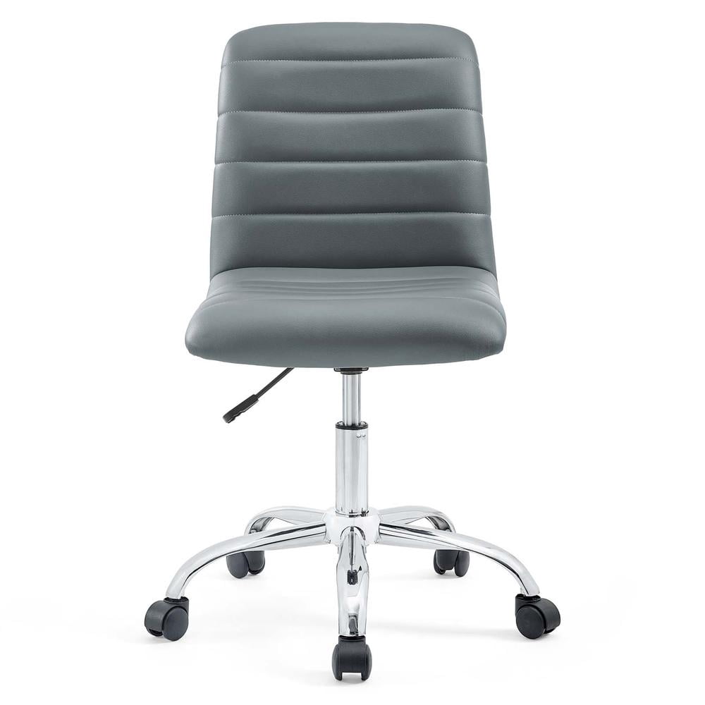 Modway Ripple Modern Vinyl Armless Mid Back Office Chair in Gray