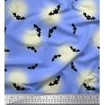 thumbnail image 1 of Soimoi Modal Satin Fabric Moon & Bat Halloween Printed Fabric 1 Yard 42 Inch Wide, 1 of 3
