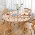 thumbnail image 3 of Stretchable Bohemian Floral Print Tablecloth - Elastic Edge Fits 52 to 56 Inch Round Tables - Machine Washable Table Cover for Kitchen, 3 of 7