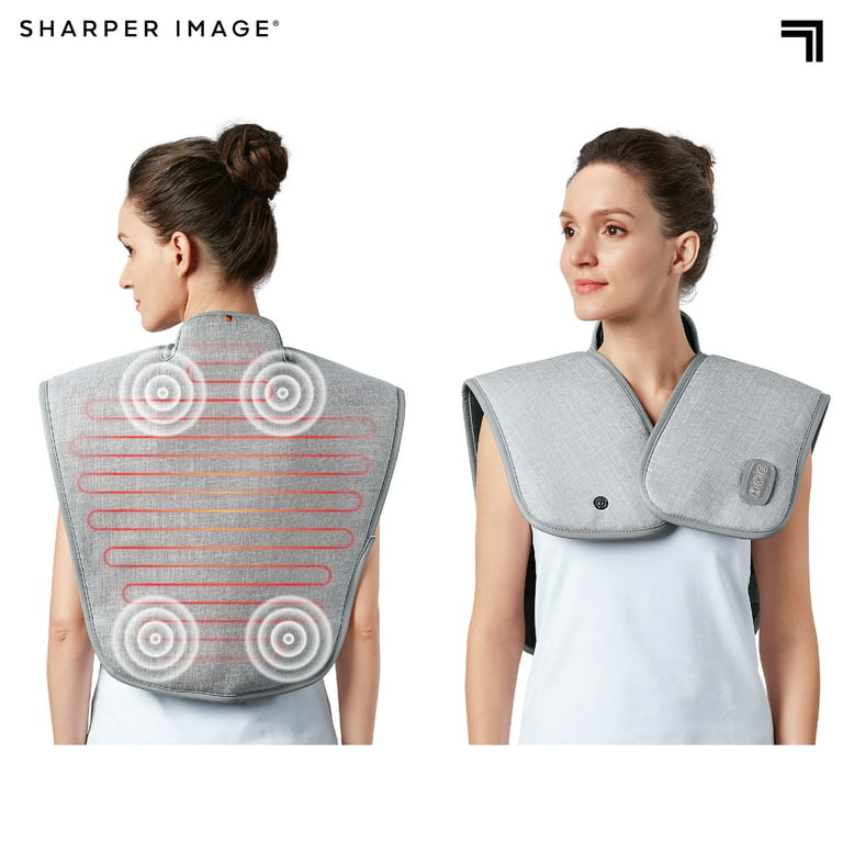 Sharper Image® Heated Neck and Shoulder Massager for Pain Relief Adjustable  Heat Level Wrap & Vibrating Massage Spa Therapy Home Remedy Solutions 