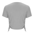 thumbnail image 6 of Women's Round Neck Short Sleeve Crop Tops Summer Trendy Drawstring Side Slim Fit Stretchy Y2K Cropped T Shirts, 6 of 6