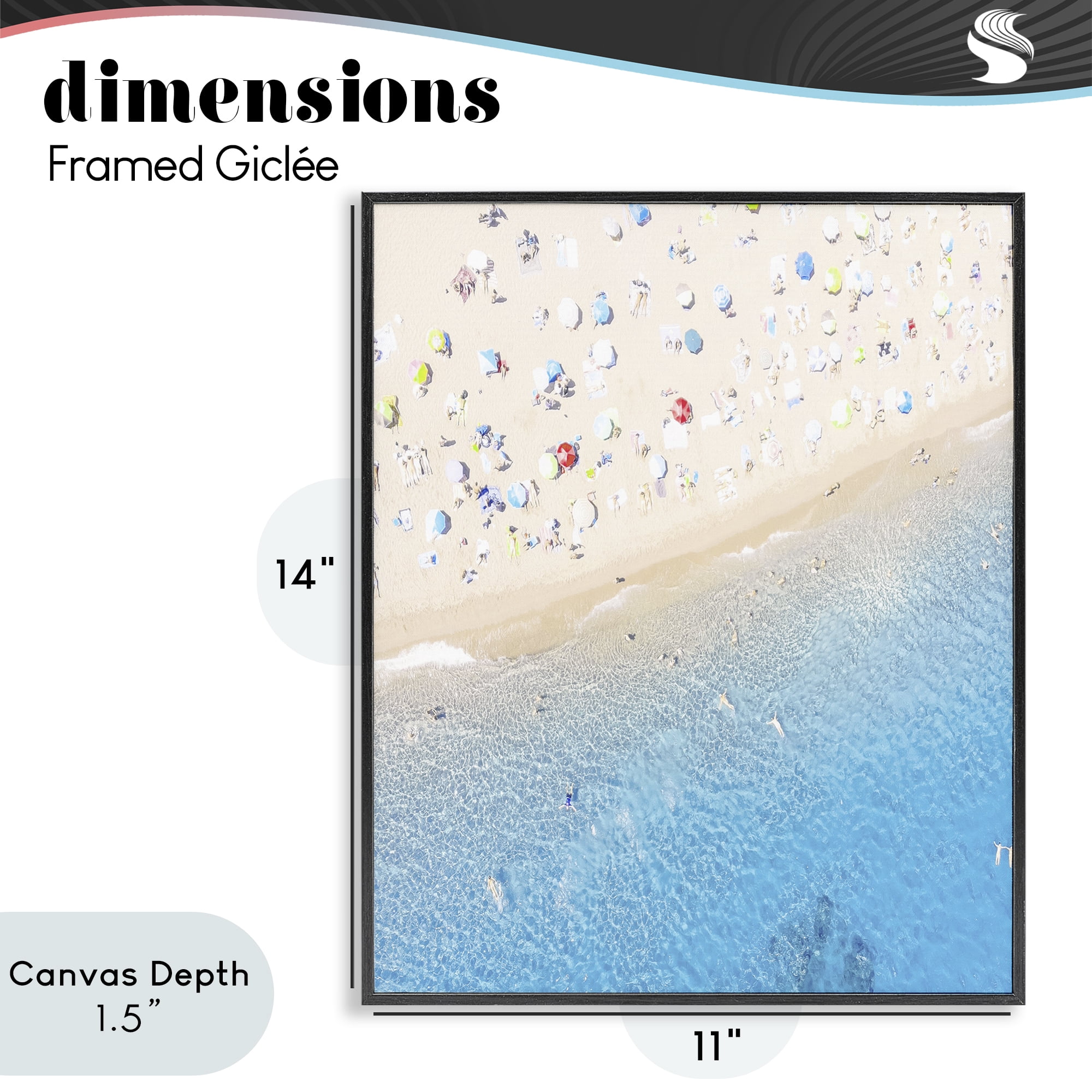 Stupell Industries Happy Beach in Summer Black Framed Giclee Art, design by Leah Straatsma