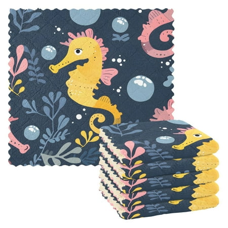 

Seahorse Bubble Kitchen Towels 6 Pcs Dish Towels Absorbent Soft Quick Dry Towel Dish Rags for Washing Dishes