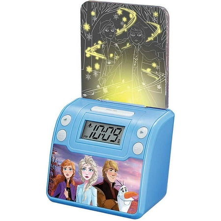 Frozen 2 Digital Alarm Clock with Night Light, Alarm Clocks for Kids Bedrooms, USB Charger, LED Light Show Animations, Battery Backup Nightlight, Snooze Wake to