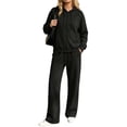thumbnail image 2 of Karymi Womens Tops Dressy Casual Two Piece Tracksuit, Long Sleeve Full Zip Hoodie Top with Front Kangaroo Pocket, Elastic Drawstring Waist Sweatpants With Side Pockets, 2 of 7