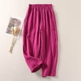 thumbnail image 2 of Seductiva Casual Pants for Women Women's Cotton and Linen Blended Casual Nine Point Pants with Elastic Waist Loose Artistic Wide Leg Pants Spring and Summer Large Size Carrot Pants for Women, 2 of 5
