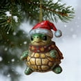 thumbnail image 5 of Hometravel Santa Hat Turtle Ornament, Cute Christmas Acrylic Hanging Decor with Glitter, Festive Animal Theme Tree Decoration, Seasonal Holiday Display, 5 of 6