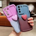 thumbnail image 2 of for Samsung Galaxy S22+ Plus Case, Cute Kawaii 3D Love Heart Gradient Color Curly Wave Frame Camera Lens Cover Shockproof Soft Silicone S22 Plus Phone Case 6.6" for Women (Purple Gray), 2 of 11