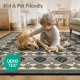 thumbnail image 4 of ODIKA 6'x9' Washable Area Rug Grid Lattice Checkered Neutral Geometric Trellis Farmhouse Border for Queen Size Bedroom, Under Bed, Master Suite, Easy Care, Non-Shedding, 4 of 7