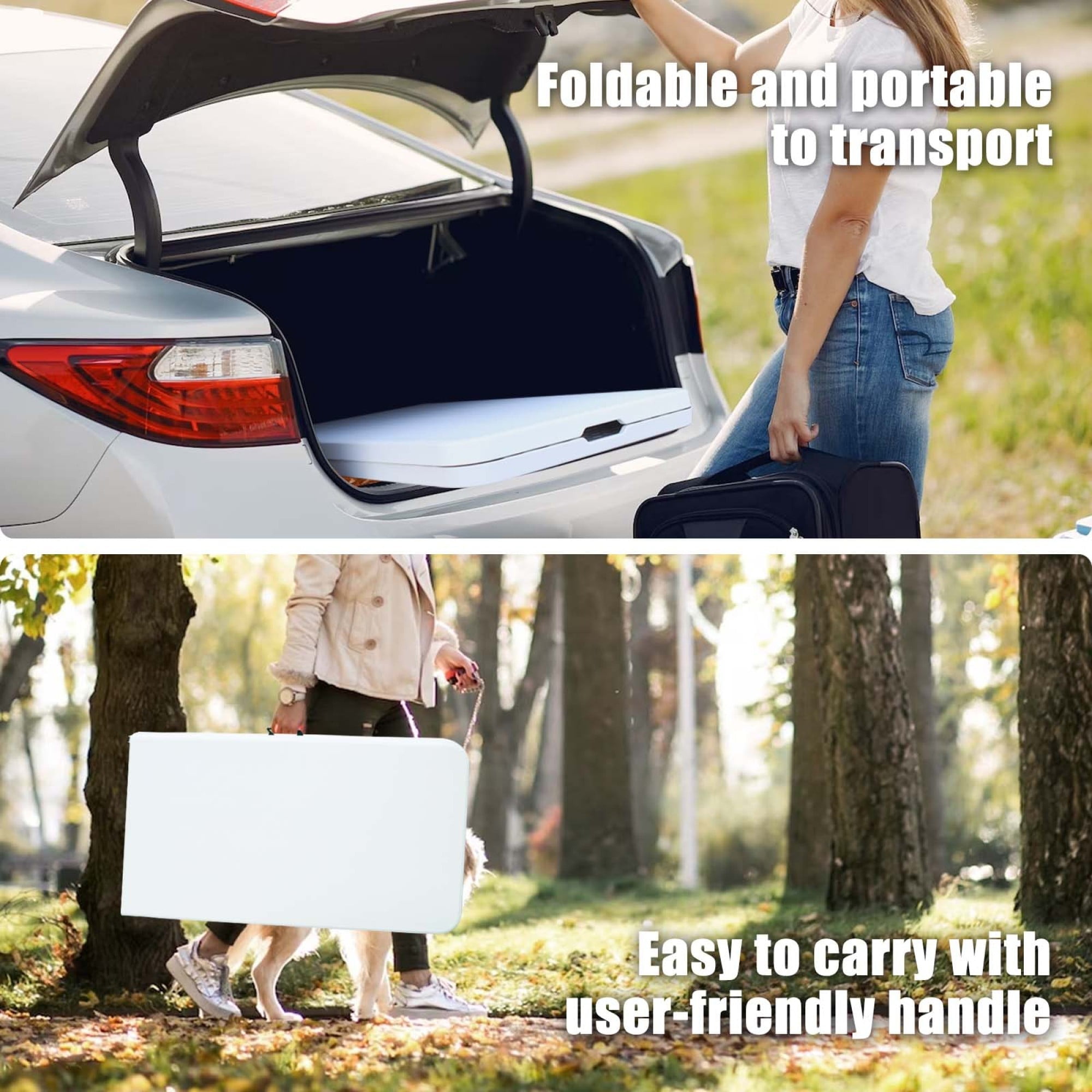 8 Foot Folding Table,Outdoor Folding Table,Bi-Fold,Outdoor Table for Picnic Party Dining Camp,White
