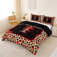 thumbnail image 2 of Manfei Leopard Print Personalized Initial T Duvet Cover Set for Girls,Vintage Red Bow Bedding Full for Women Teens,Black Reversible,Ultra Soft Home Decor,3-Piece,No Comforter, 2 of 5