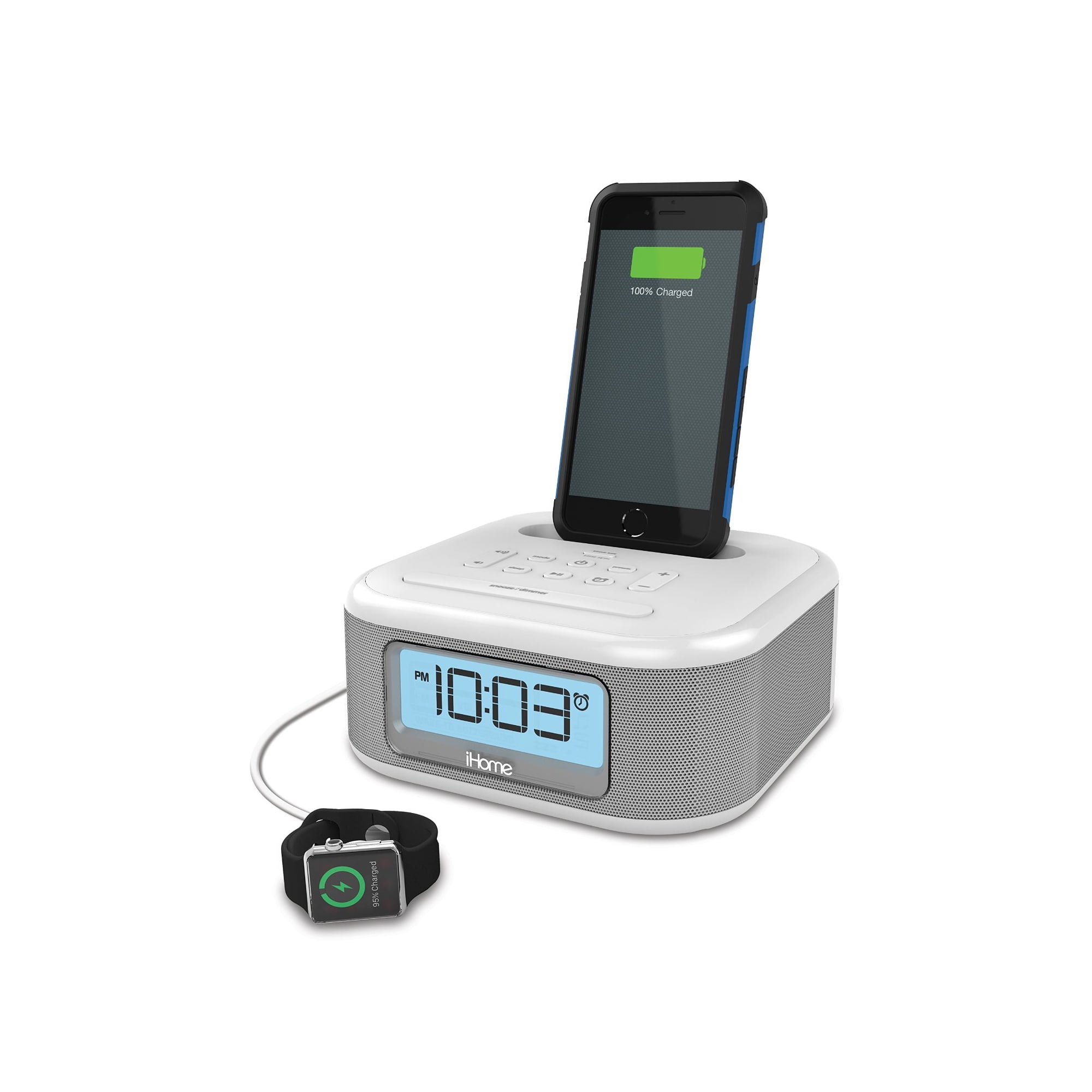 iHome iPL23V2 Stereo FM Clock Radio with Lightning Connector and USB