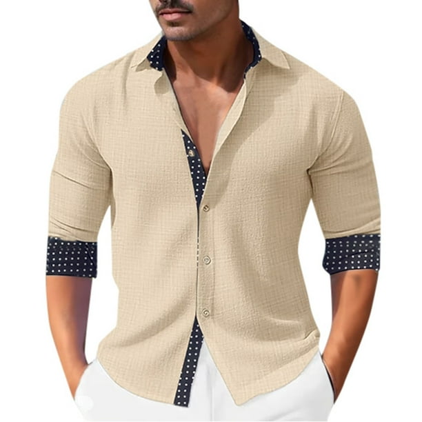 Camisas Para Hombre Talla Extra Camisa de manga larga Vintage Goods para hombre camisa ajustada camisa informal para el Khaki XXL Walmart en linea