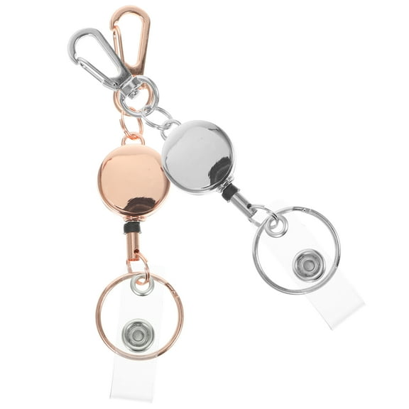 MERRYHAPY 2Pcs Cute Retractable Keychain Zinc Alloy Badge Holder for Student Worker School