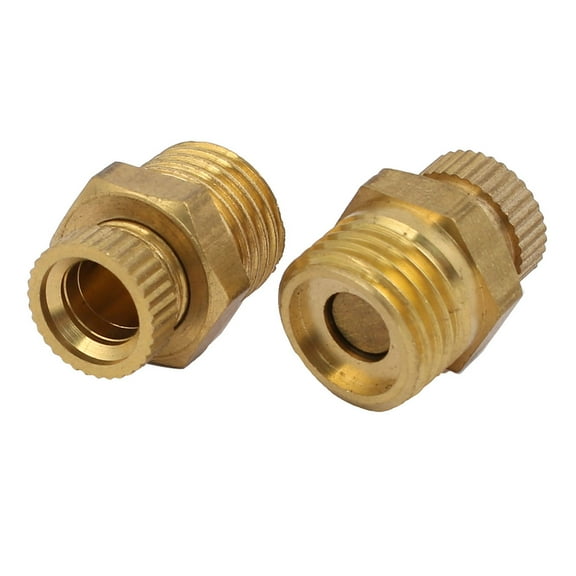 Unique Bargains Air Compressor 1/4PT Male Thread Metal Water Drain Valve Gold Tone 2Pcs