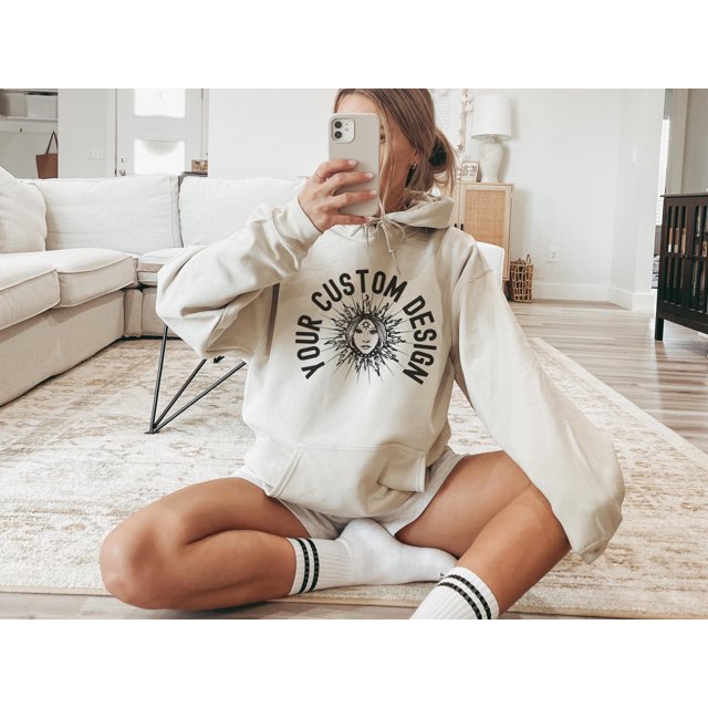 Custom Sweatshirt, Your Photo Here Hoodie, Custom Text Sweatshirt, Personalized Gift, Cust - Black - M