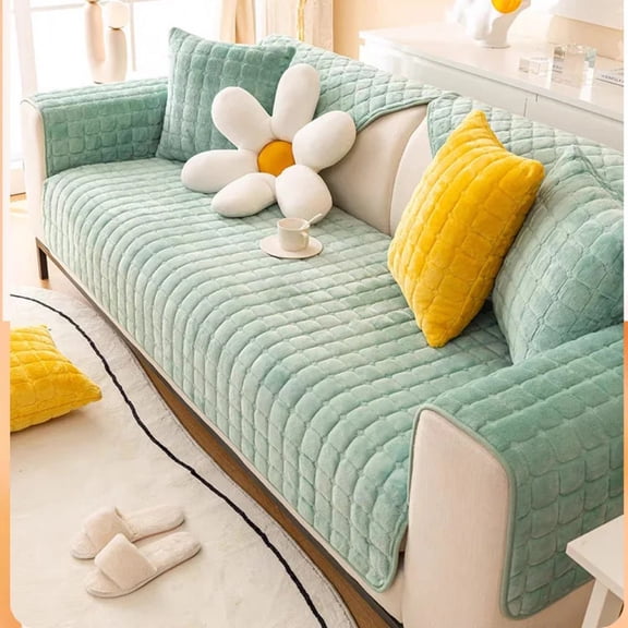 Flannel Sofa Cushion Four Seasons General Non-Slip Thickened Living Room Sofa Backrest Cover Modern Plush Seat Cushion