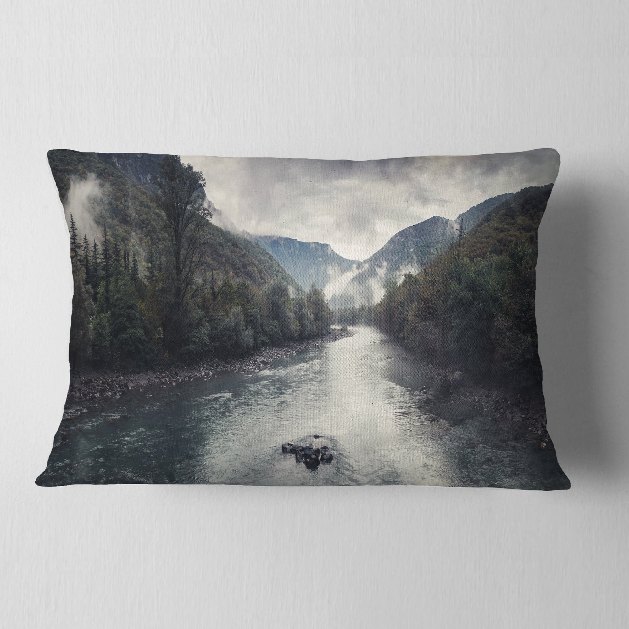 Designart 12" x 20" Green Polyester Throw Pillow