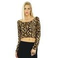 thumbnail image 1 of Bimba Women Leopard Print Crop Top Full Sleeve Short Blouse Boat Neck, 1 of 6