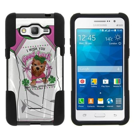 Samsung Galaxy Grand Prime G530 STRIKE IMPACT Dual Layer Shock Absorbing Case with Built-In Kickstand - Pink Pup Mascot